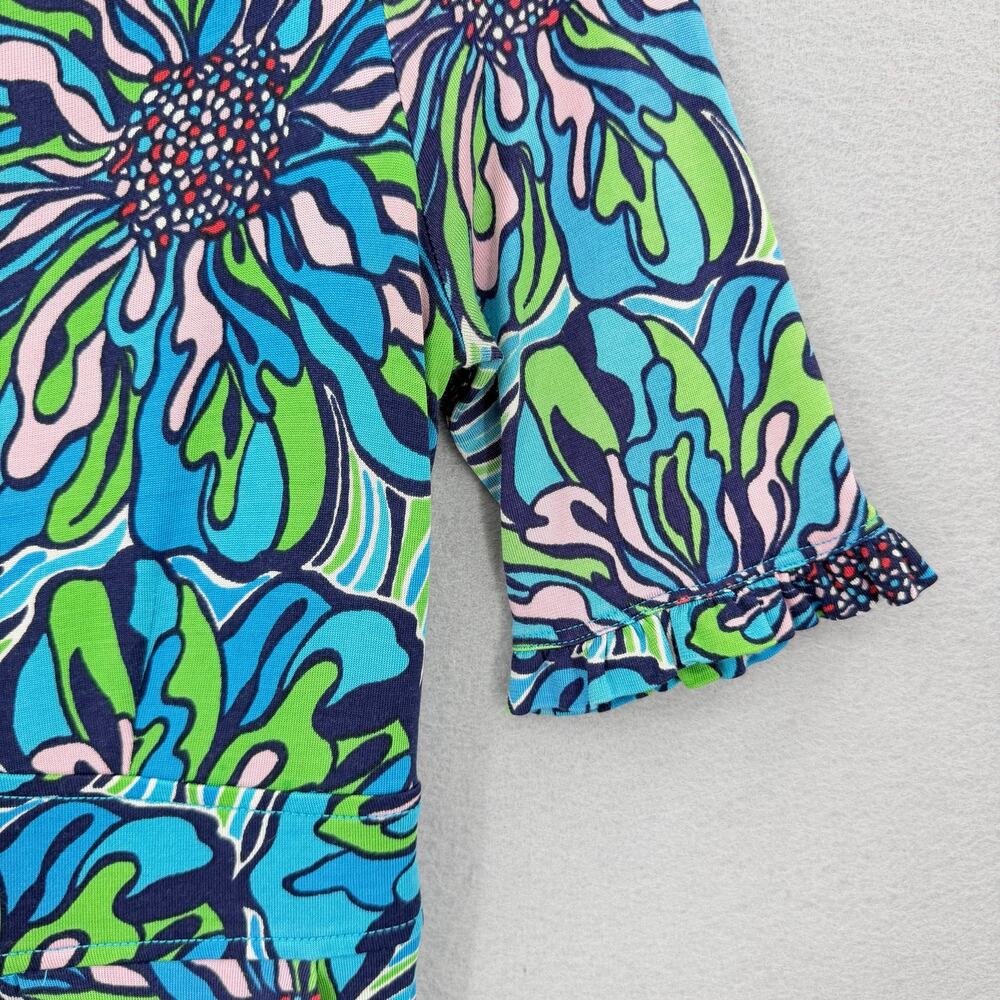 Lilly Pulitzer Blanca Teal Green Rehearsal Print Mermaidcore Floral Preppy Dress - Picture 8 of 13